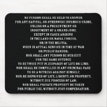 Fifth Amendent Text Mousepads