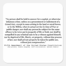 Fifth Amendment to the United States Constitution Sticker