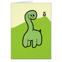 Fifth Birthday Grazing Green Dinosaur Card