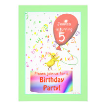 Fifth Birthday Party Chicken Invites