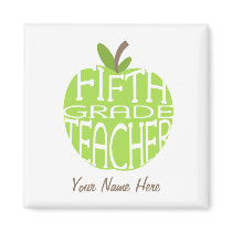 Fifth Grade Teacher Magnet - Green Apple