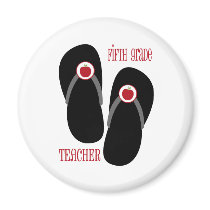 Fifth Grade Teacher Red Apple Flip Flops Refrigerator Magnet