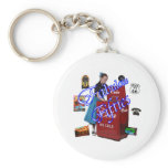 Fifties cola machine & poodle skirt keychains