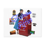 Fifties cola machine & poodle skirt postcards