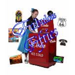 Fifties cola machine & poodle skirt t-shirts