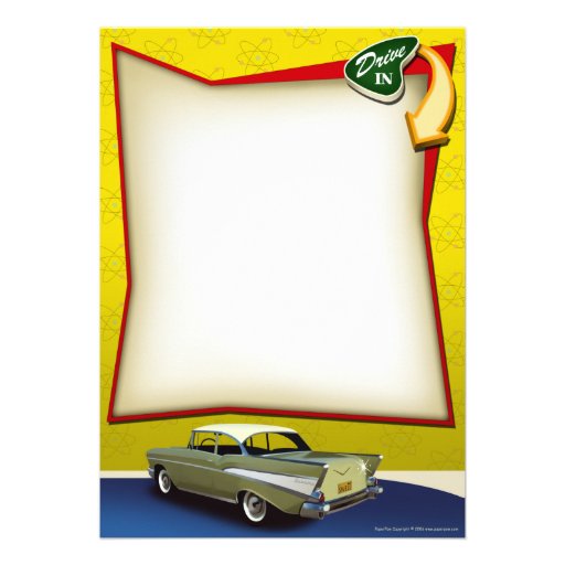 Fifties Hot Rod Drive In Party Invitations