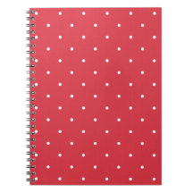 Fifties Style Poppy Red Polka Dot Spiral Notebook