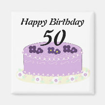Fiftieth Birthday Cake Fridge Magnets
