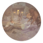 Fight at the Roundup Saloon by William Gollings Stickers