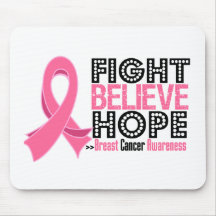 Fight Believe Hope - Breast Cancer Mouse Pad