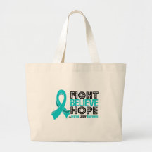 Fight Believe Hope - Ovarian Cancer Tote Bag