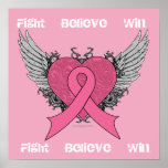 Fight Believe Win - Breast Cancer Poster