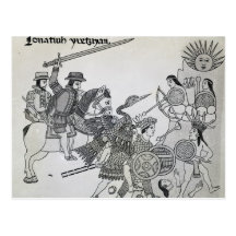 Fight between the Spanish and the Aztecs Post Card