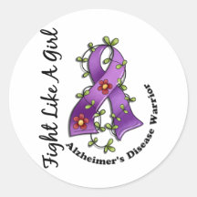Fight Like A Girl Alzheimer's Disease 29.4 Round Stickers