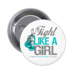 Fight Like a Girl Boxing - Cervical Cancer Pinback Button