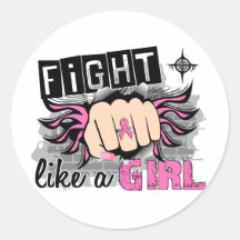 Fight Like A Girl Breast Cancer 27.8 Round Sticker