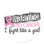 Fight Like A Girl Breast Cancer Warning stickers