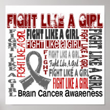 Fight Like a Girl Collage Brain Cancer Posters