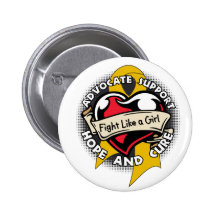 Fight Like a Girl Heart Ribbon - Appendix Cancer Pinback Buttons