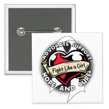 Fight Like a Girl Heart Ribbon - Lung Cancer Button