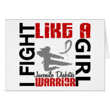 Fight Like A Girl Juvenile Diabetes 3.2 Greeting Cards