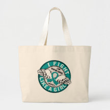 Fight Like A Girl Ovarian Cancer 16.5 Canvas Bag