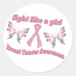 Fight like a girl round sticker