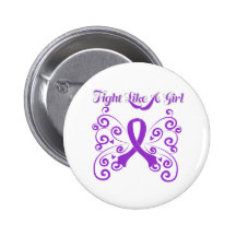 Fight Like A Girl Stylish Butterfly Sarcoidosis Pinback Button