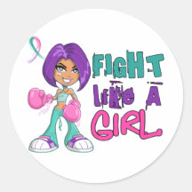Fight Like a Girl Thyroid Cancer 42.8.png Round Stickers