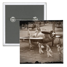 Fighter Pilots Training on P-47 Thunderbolts Pinback Buttons