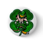 Fighting 4 Leaf Leprechan Button