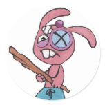 Fighting Rabbit 3inch Round Stickers (sheet of 6)