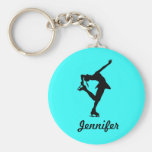 Figure Skater Girl & Name Key Chain (Aqua)