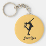Figure Skater Girl & Name Key Chain (Peach)