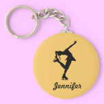 Figure Skater Girl & Name Key Chain (Peach) keychains