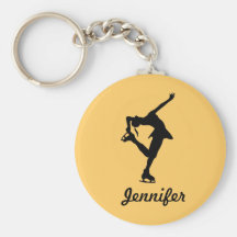 Figure Skater Girl & Name Key Chain (Peach)