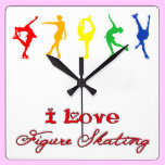 Figure Skating  Clock - Rainbow wall clocks