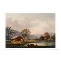Figures Guiding a Sampan Round a Bend in a River, posters