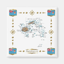 Fiji Map + Flags Magnet