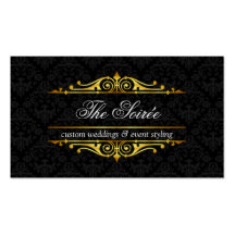 Filigree and Damask Event Planner Business Cards