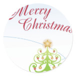 (Filigree Christmas Tree Card Round Sticker