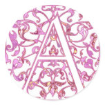 Filigree Pink A Monogram