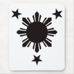 Filipino Basic Sun and Stars - Black mousepads