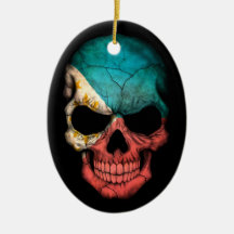 Filipino Flag Skull on Black Ornament