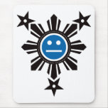 Filipino Sun and Stars Face - Black and Blue mousepads