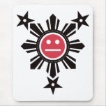 Filipino Sun and Stars Face - Black and Red mousepads