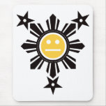 Filipino Sun and Stars Face - Black and Yellow mousepads