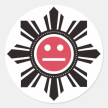 Filipino Sun Face - Red Round Sticker