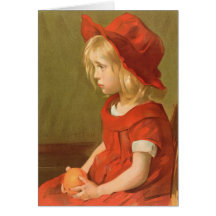 Fillette a l'orange greeting card