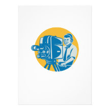 Film  Crew TV Cameraman With Movie Camera Retro Custom Announcement